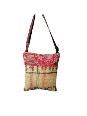 Boho-Chic WEBE Handmade Coffee Sack Shoulder Tote | Upcycled, Artisan Bag
